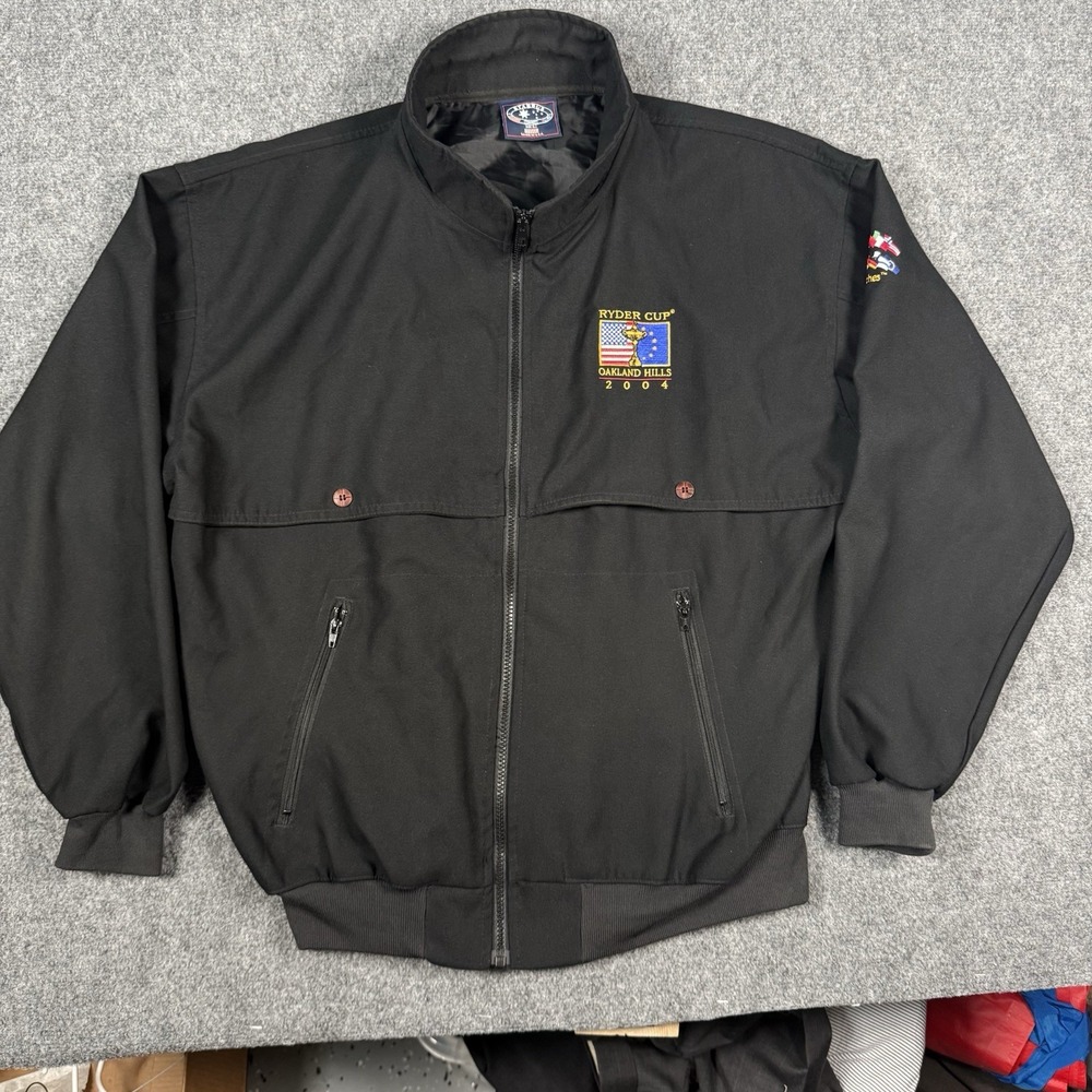 VTG 2004 Ryder Cup Oakland Hills Windbreaker Jacket Mens L Starbus Golf USA Made